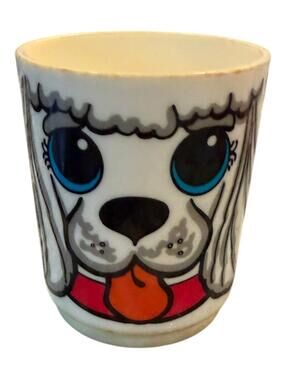 Vintage DEKA Elizabeth Melamine Plastic Children's Blue-eyed Puppy Yip Yip Mug